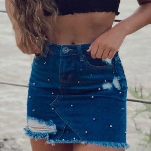 •Rue21, Beaded Jean Skirt•